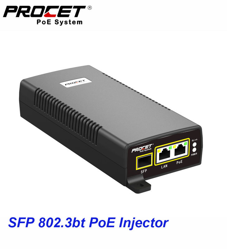 Sfp 802.3bt 4 Pair Media Converter Poe Injector 60 Watts Power 55 Vdc 1.1 Amp