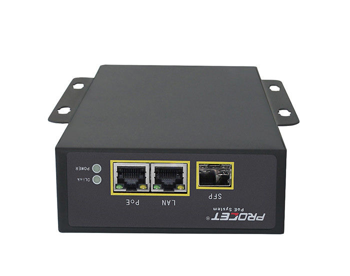 Industrial PoE Media Converter Metal Case SFP Uplink PoE++ 95 W For Security Cameras