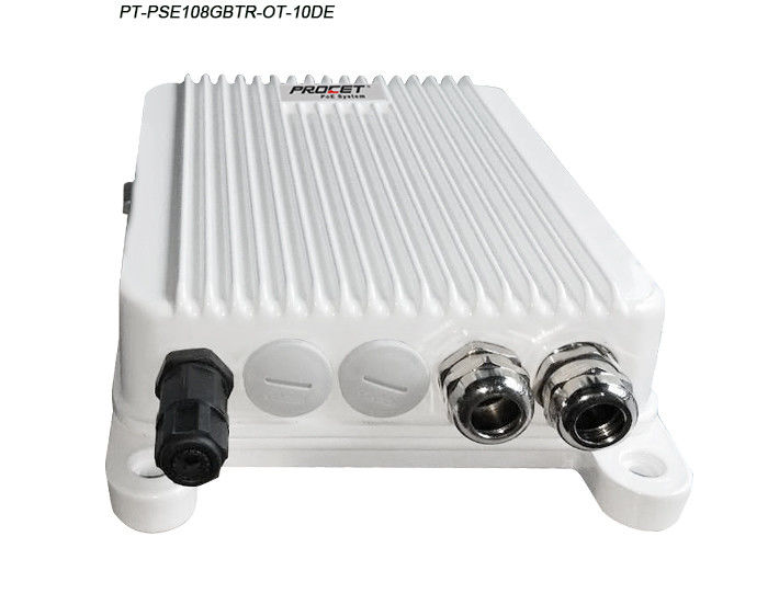 White Metal Case 10G PoE Injector Built In Power Supply