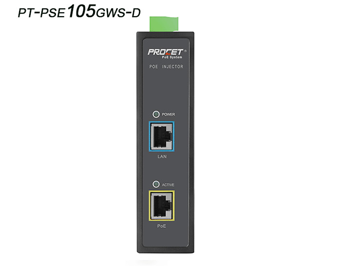 Procet Industrial Din Rail Fiber 90W PoE Injector 20% To 80% Operating Humidity