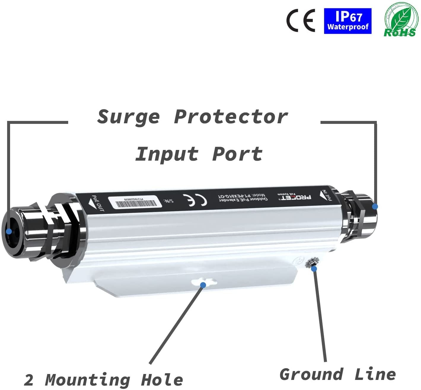 Procet Outdoor Rj45 Lan Surge Protector Ethernet Lightning Protection